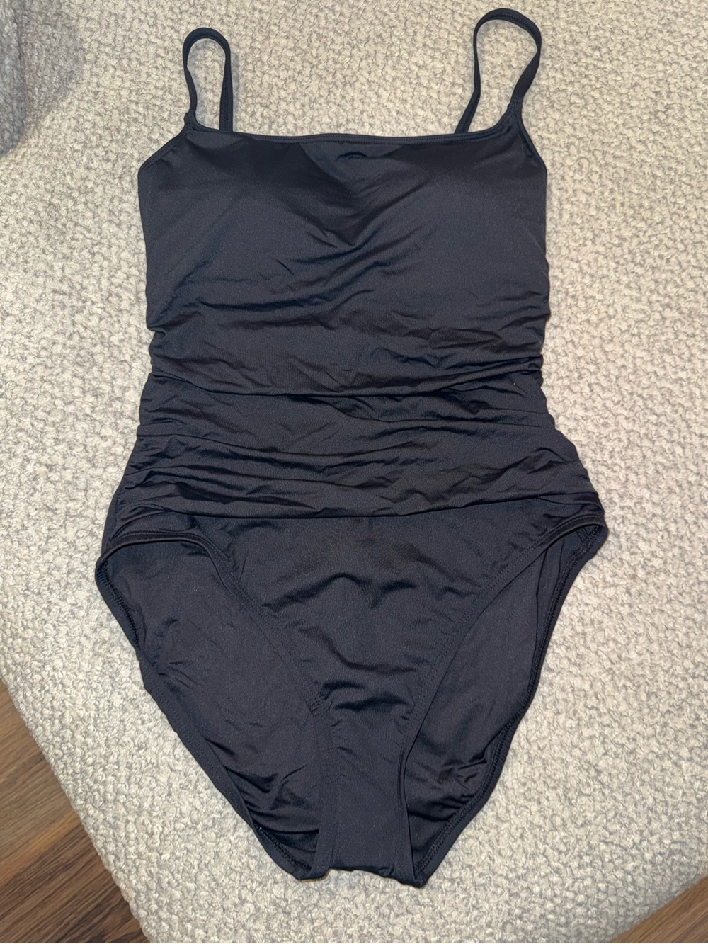 La Blanca Black Ruched Scoop One-Piece Swimsuit